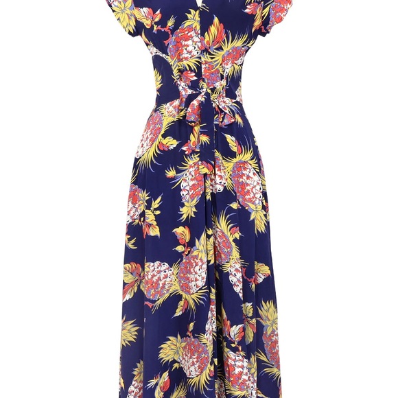 Trashy Diva Seaside Gown Pineapple Floral Kimono Maxi Dress sz 16 - Picture 5 of 9